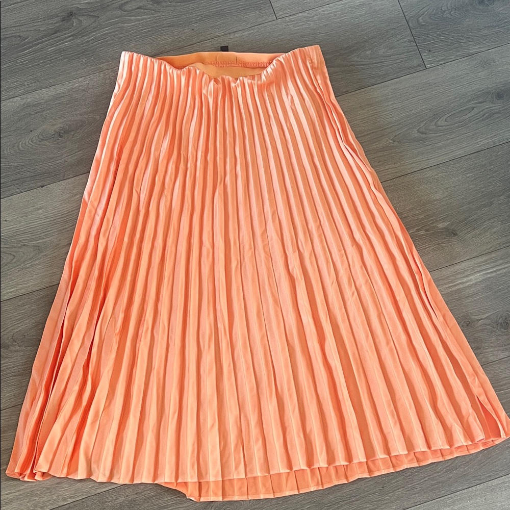 J. Crew Coral Pleated A-Line Skirt